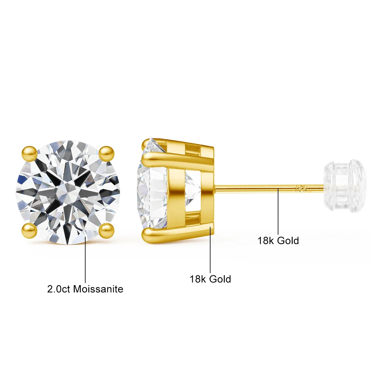 18K GOLD MOISSANITE EARRINGS