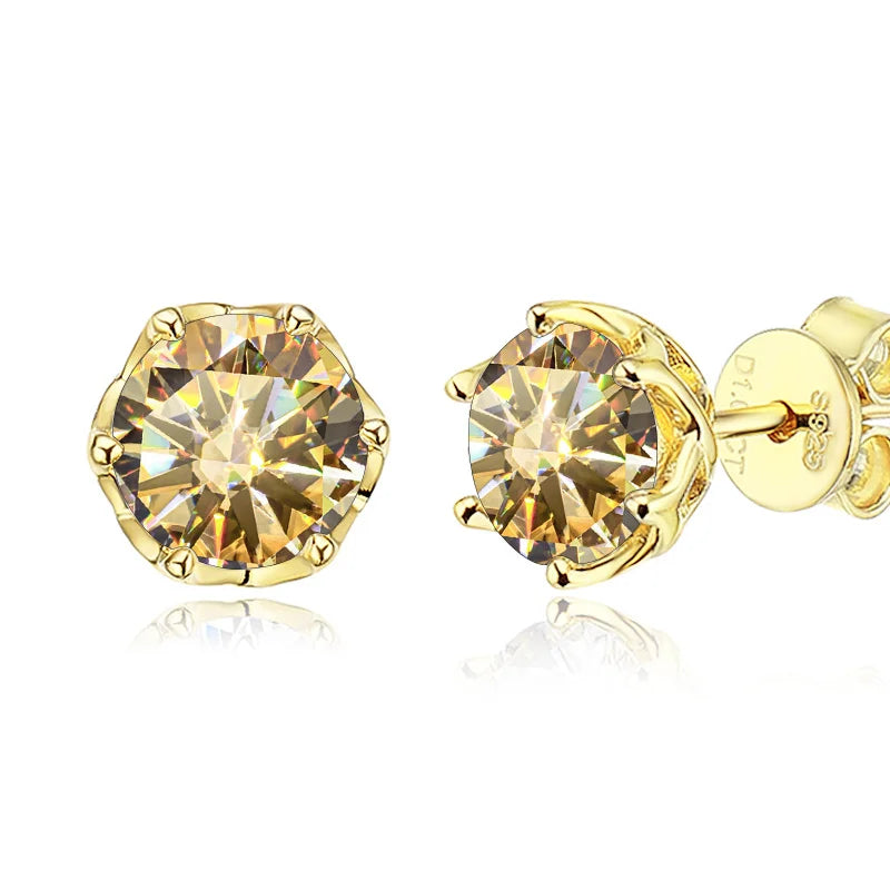 MOISSANITE GOLD STUD EARRINGS