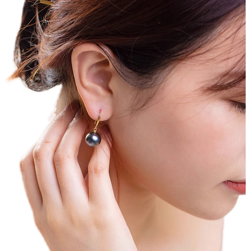 TAHITIAN PEARL GOLD EARRINGS