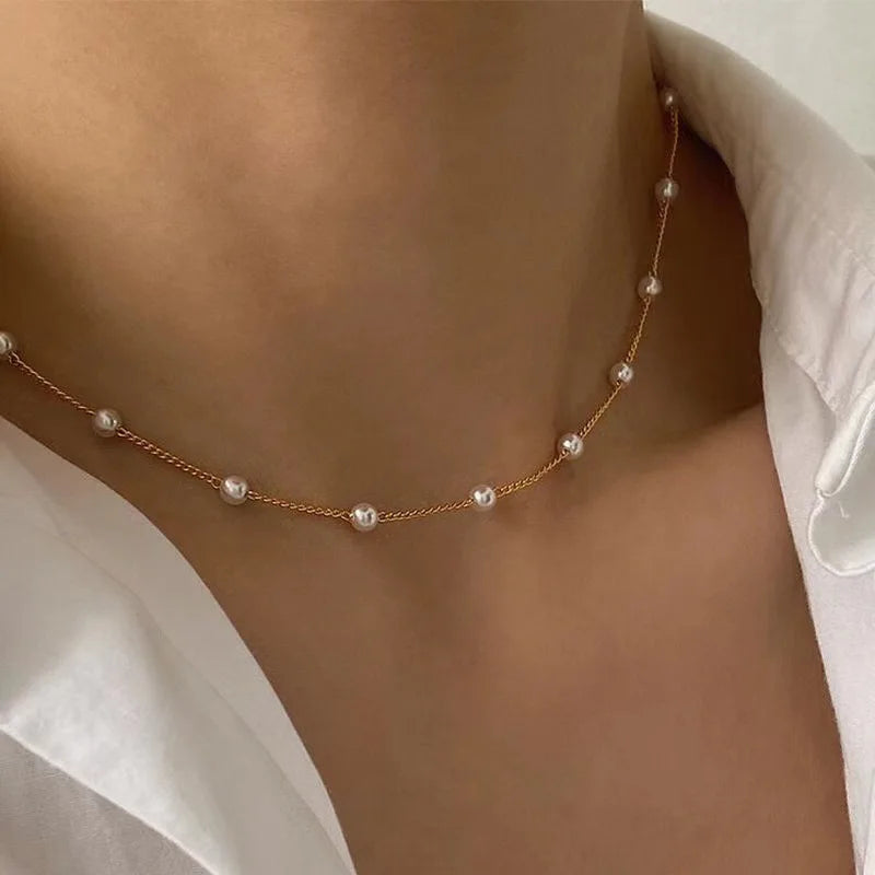 KPOP PEARL CHOKER NECKLACE
