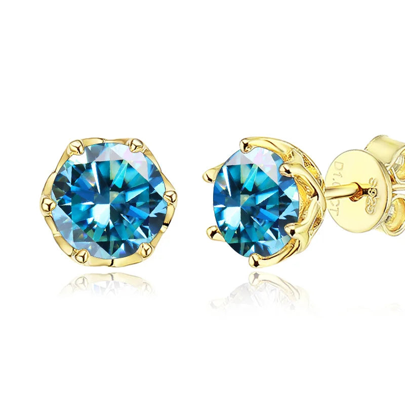 MOISSANITE GOLD STUD EARRINGS