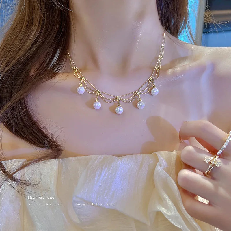 KPOP PEARL CHOKER NECKLACE
