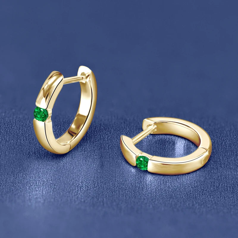 EMERALD GOLD HOOP EARRINGS