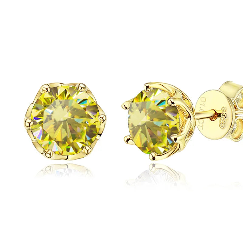 MOISSANITE GOLD STUD EARRINGS