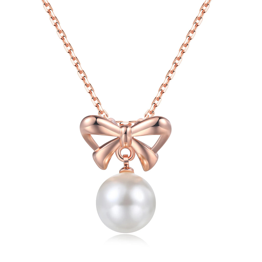 BOW PEARL PENDANT NECKLACE