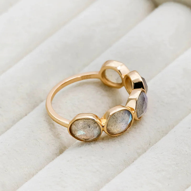 NATURAL LABRADORITE GOLD RING