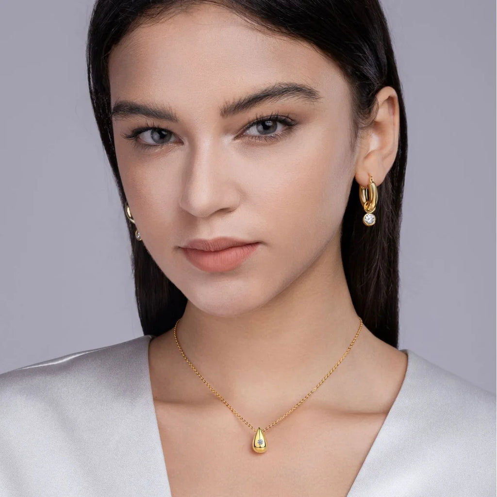 Gold-Tone Teardrop Pendant Necklace