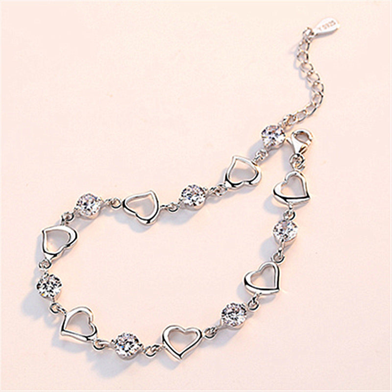 Simple  Heart White Diamond Bracelet