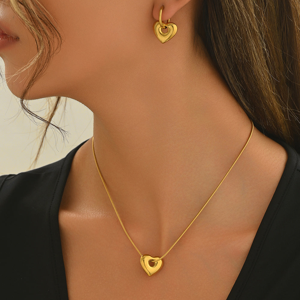 18K Gold Plated Stainless Steel Heart Set