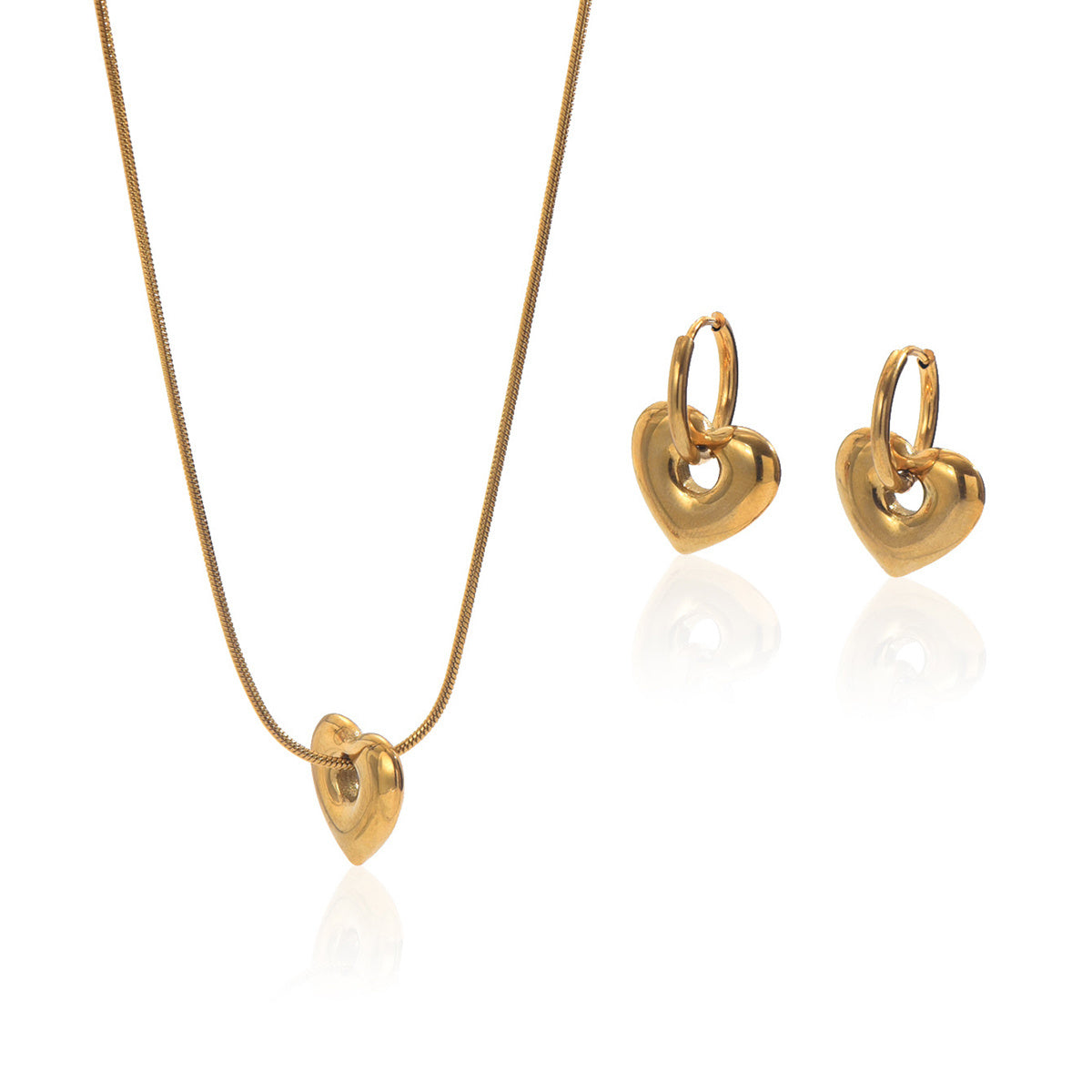 18K Gold Plated Stainless Steel Heart Set